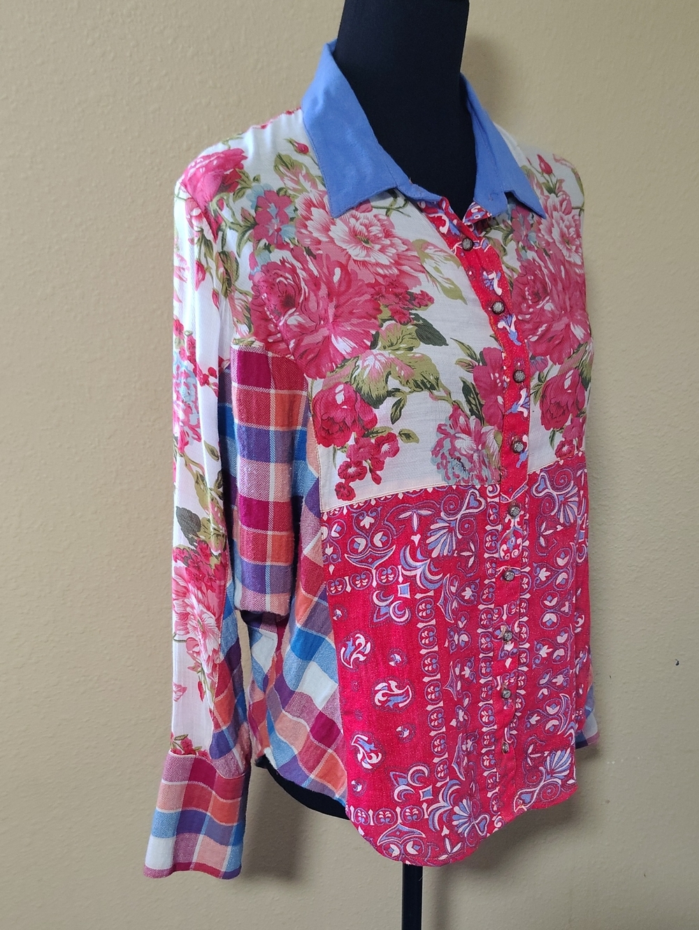 Anthropologie Aratta Silent Journey Indepence Day Dolman Patchwork Top Size M